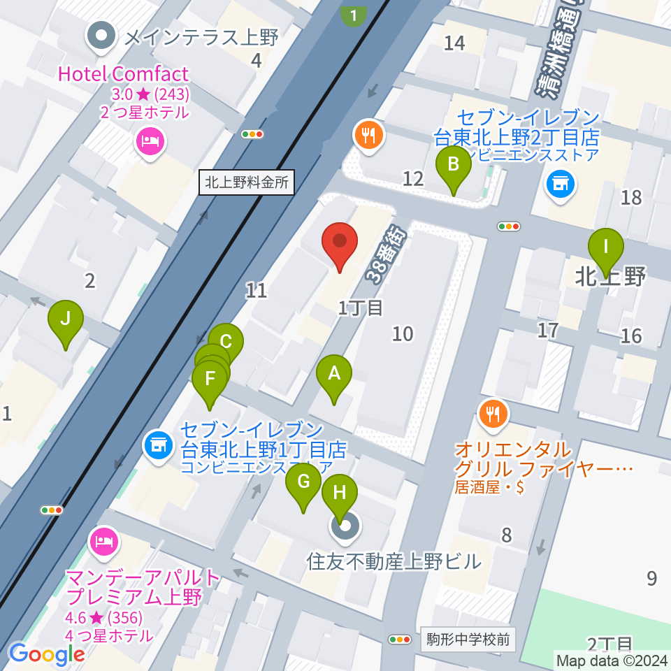 ホムラサウンド上野スタジオ周辺の駐車場・コインパーキング一覧地図