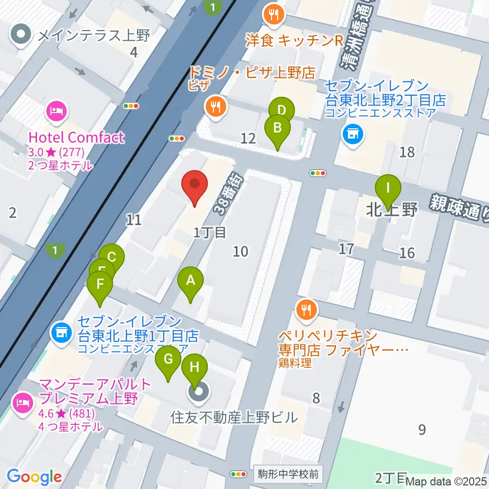 ホムラサウンド上野スタジオ周辺の駐車場・コインパーキング一覧地図