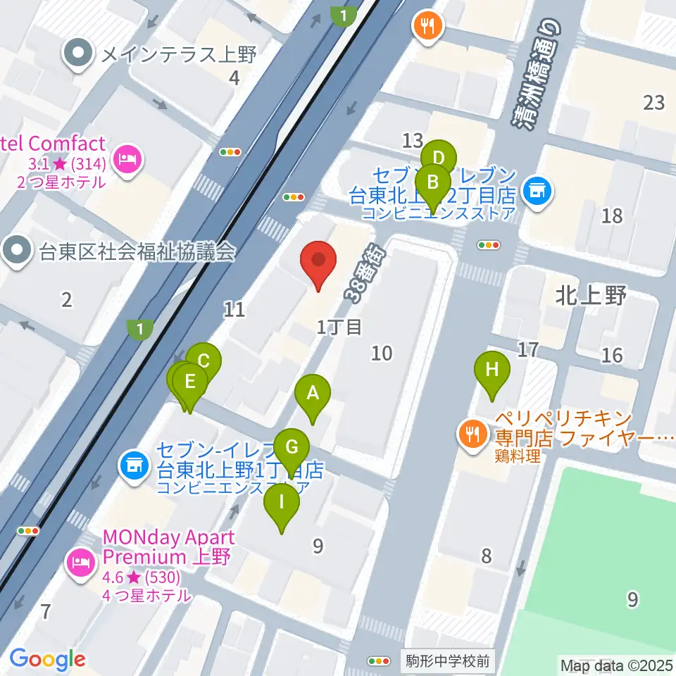 ホムラサウンド上野スタジオ周辺の駐車場・コインパーキング一覧地図