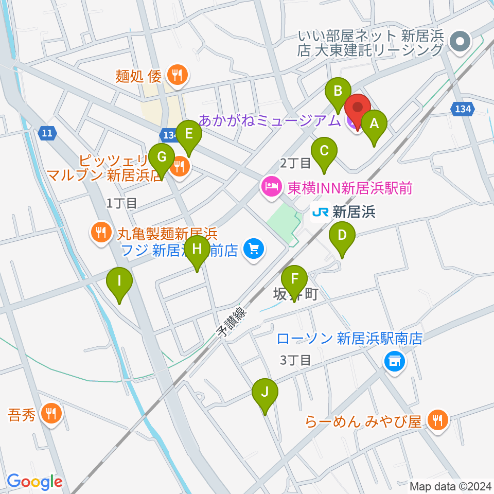 あかがねミュージアム周辺の駐車場・コインパーキング一覧地図