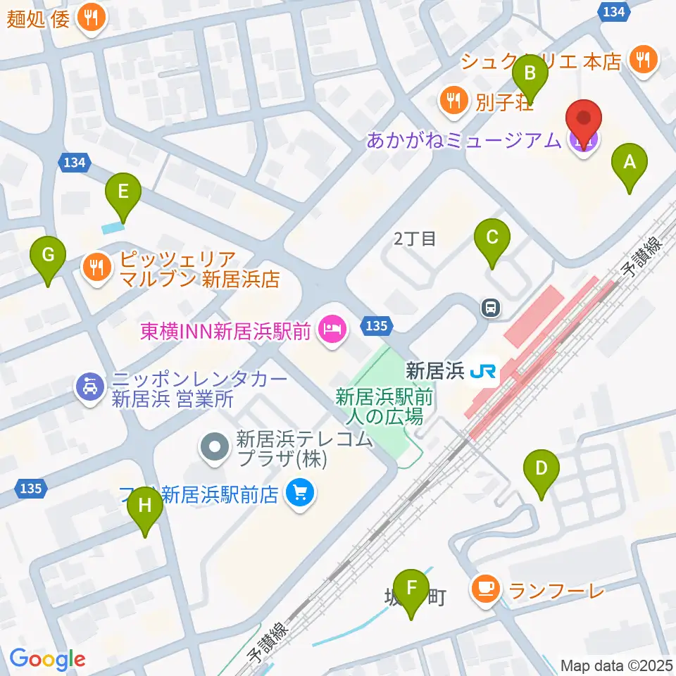あかがねミュージアム周辺の駐車場・コインパーキング一覧地図
