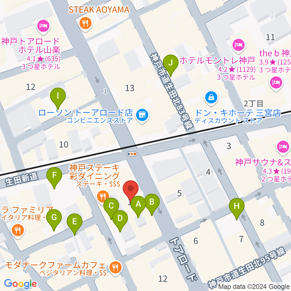 神戸へラバラウンジ周辺の駐車場・コインパーキング一覧地図