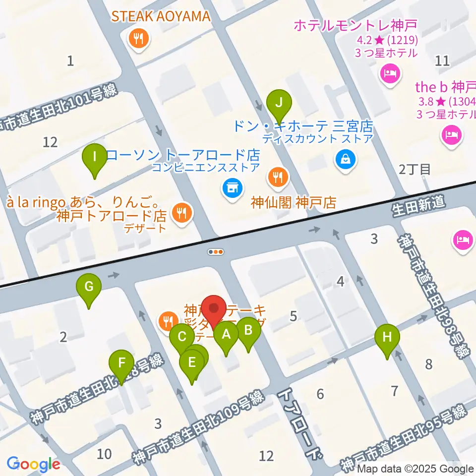 神戸へラバラウンジ周辺の駐車場・コインパーキング一覧地図