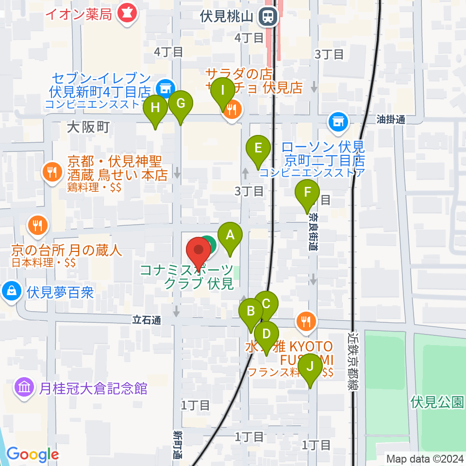 ユニスタイル京都伏見 若林楽器店周辺の駐車場・コインパーキング一覧地図