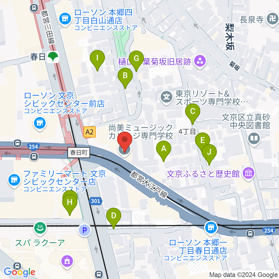 尚美ミュージックカレッジ専門学校周辺の駐車場・コインパーキング一覧地図