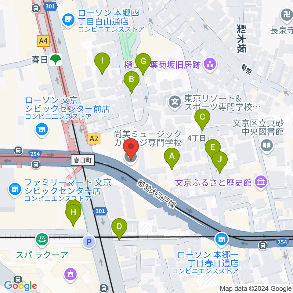 尚美ミュージックカレッジ専門学校周辺の駐車場・コインパーキング一覧地図