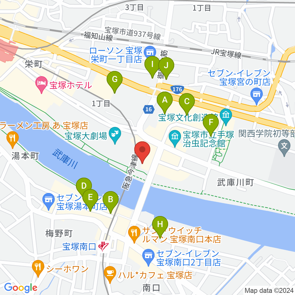 宝塚音楽学校周辺の駐車場・コインパーキング一覧地図