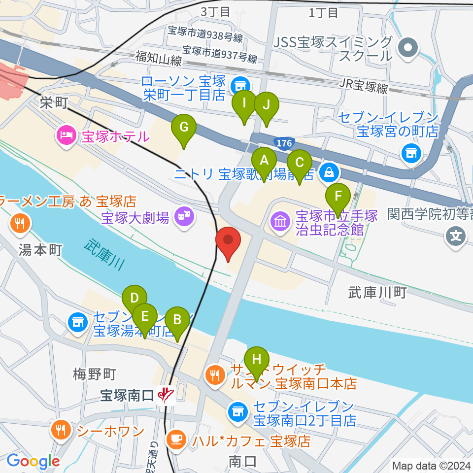 宝塚音楽学校周辺の駐車場・コインパーキング一覧地図