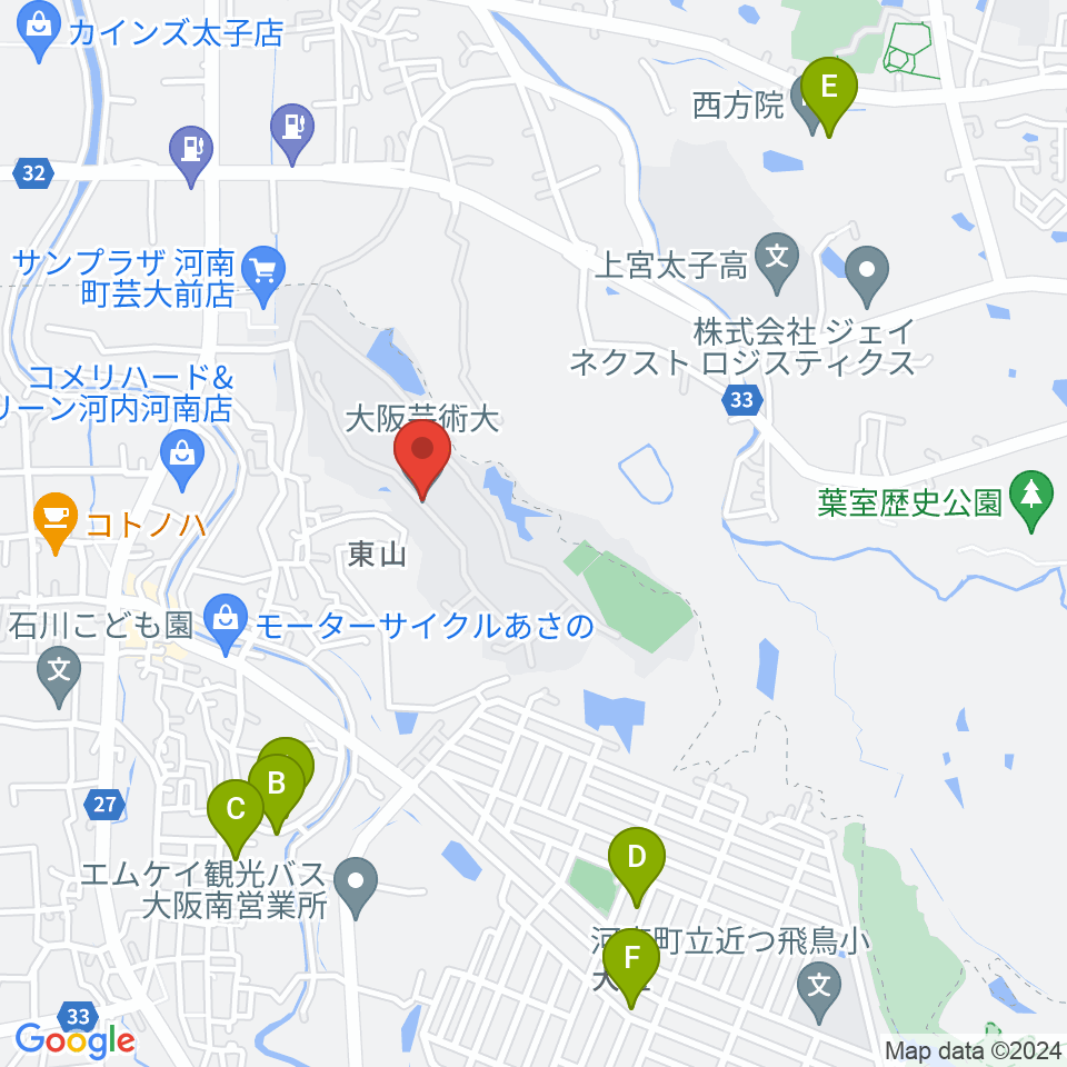 大阪芸術大学周辺の駐車場・コインパーキング一覧地図