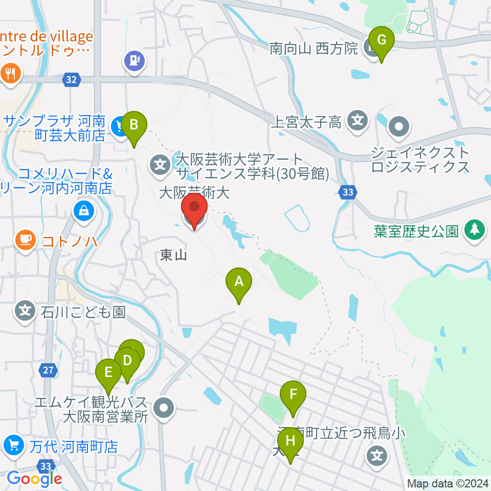 大阪芸術大学周辺の駐車場・コインパーキング一覧地図