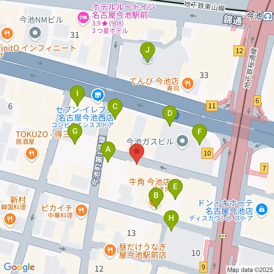 今池バレンタインドライブ周辺の駐車場・コインパーキング一覧地図