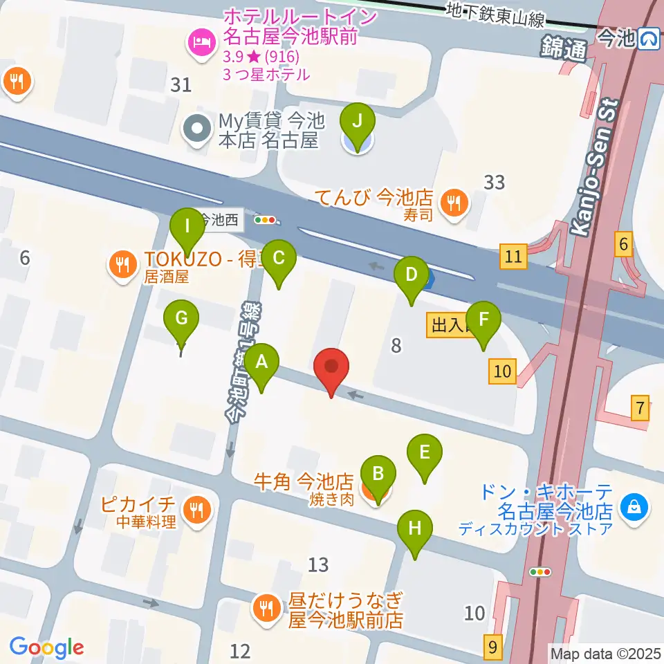 今池バレンタインドライブ周辺の駐車場・コインパーキング一覧地図
