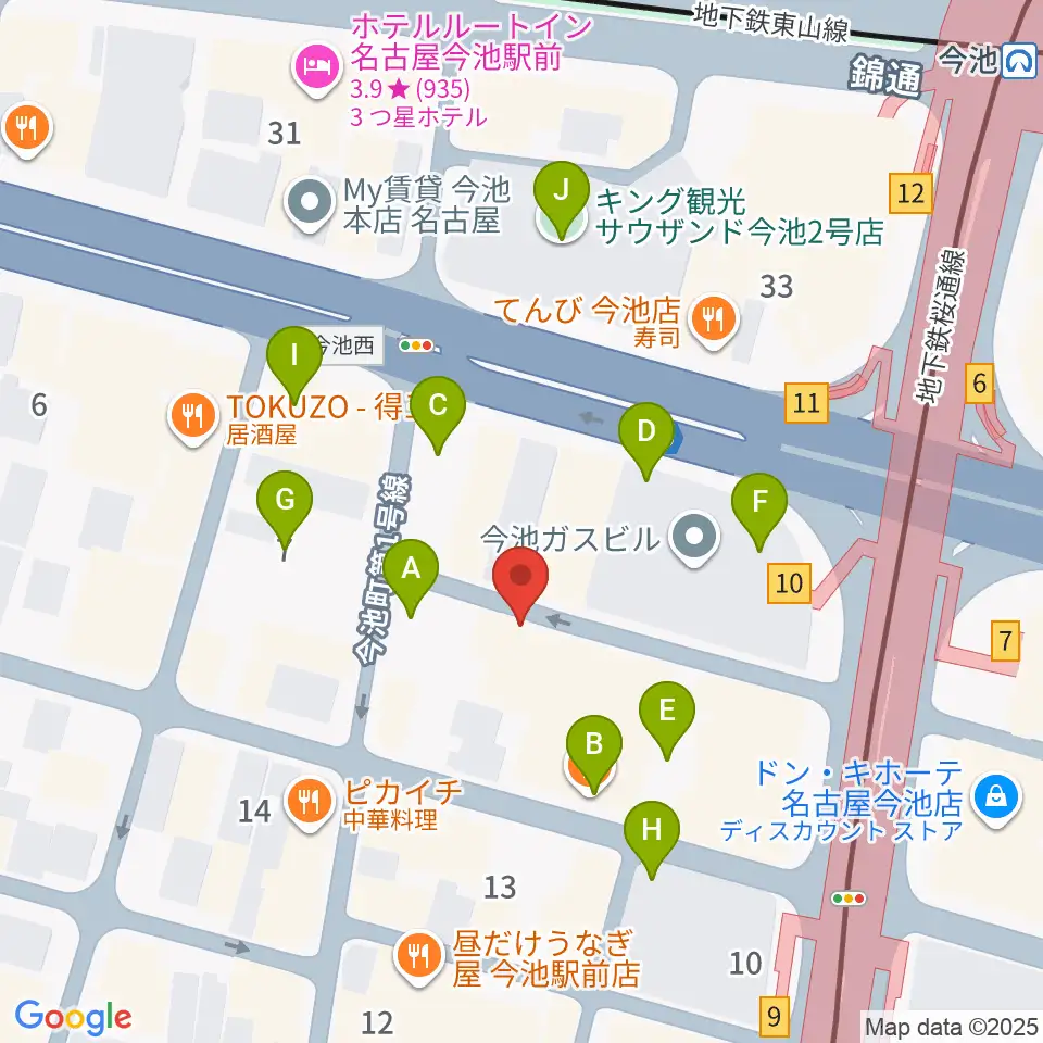 今池バレンタインドライブ周辺の駐車場・コインパーキング一覧地図