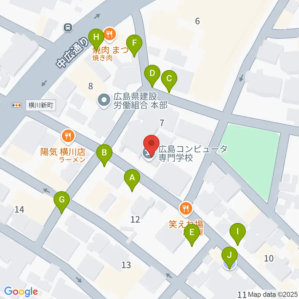 広島コンピュータ専門学校周辺の駐車場・コインパーキング一覧地図