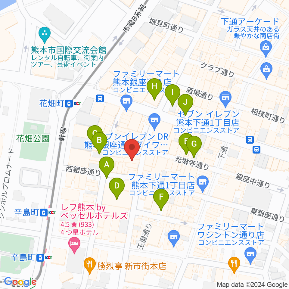 熊本ケンレノン周辺の駐車場・コインパーキング一覧地図