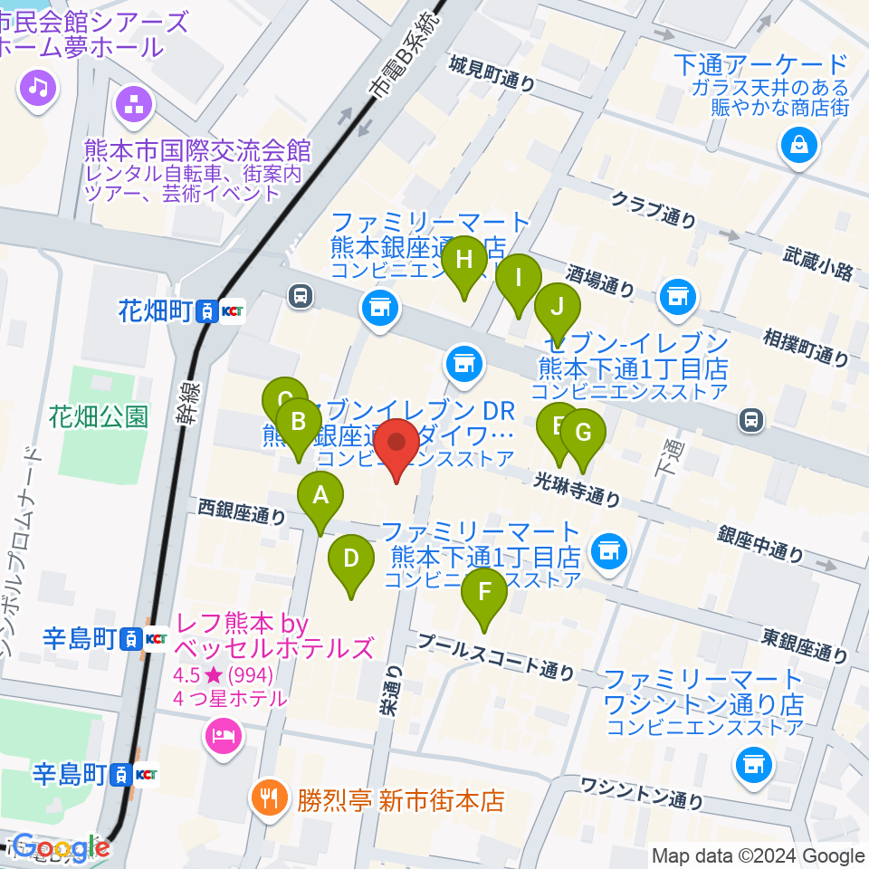 熊本ケンレノン周辺の駐車場・コインパーキング一覧地図