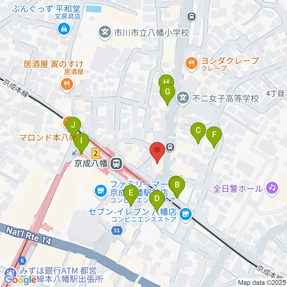 本八幡ルート14周辺の駐車場・コインパーキング一覧地図