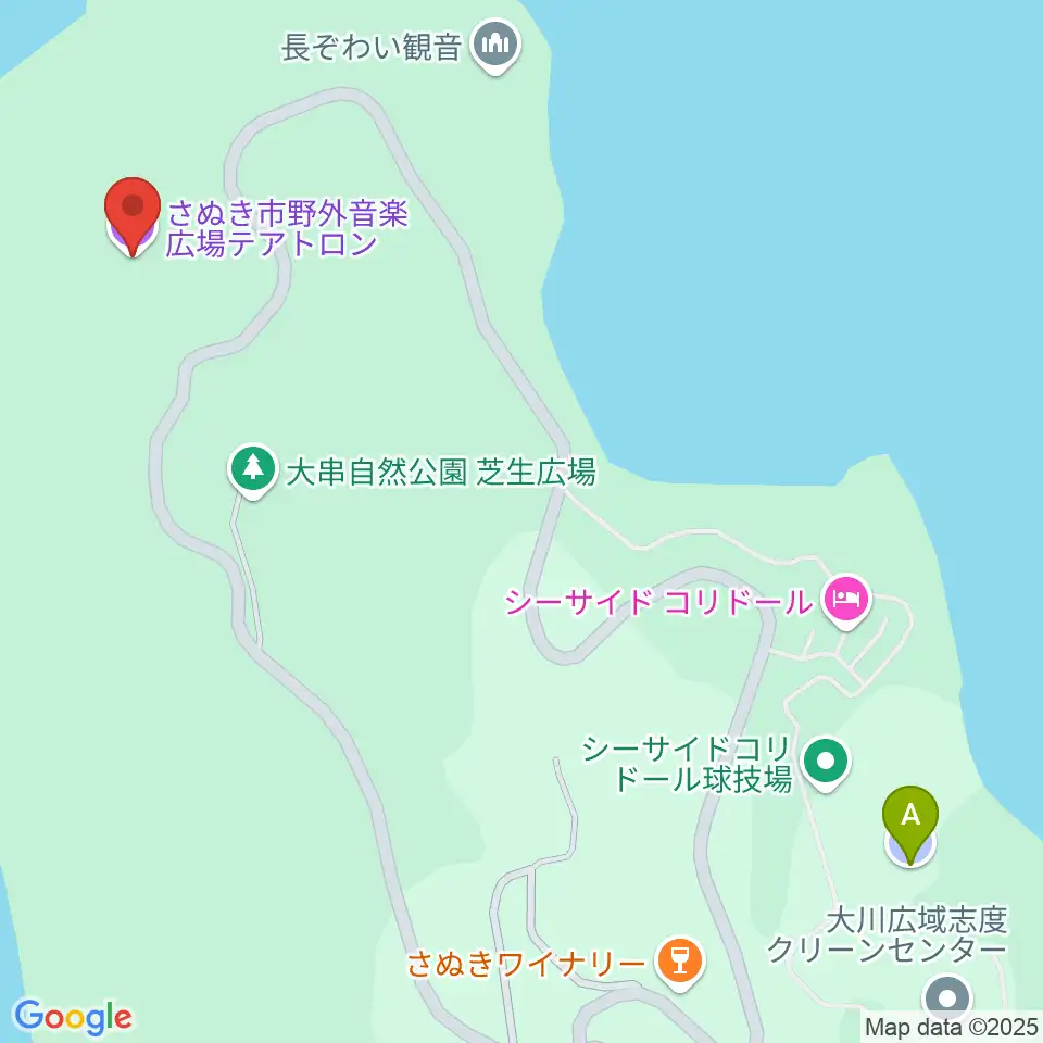 さぬき市野外音楽広場テアトロン周辺の駐車場・コインパーキング一覧地図