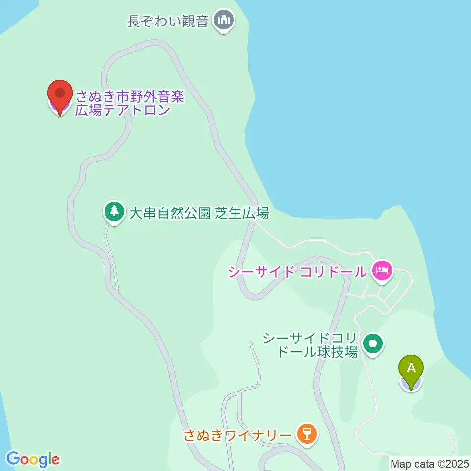さぬき市野外音楽広場テアトロン周辺の駐車場・コインパーキング一覧地図