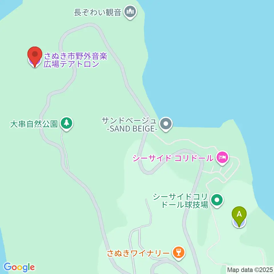さぬき市野外音楽広場テアトロン周辺の駐車場・コインパーキング一覧地図