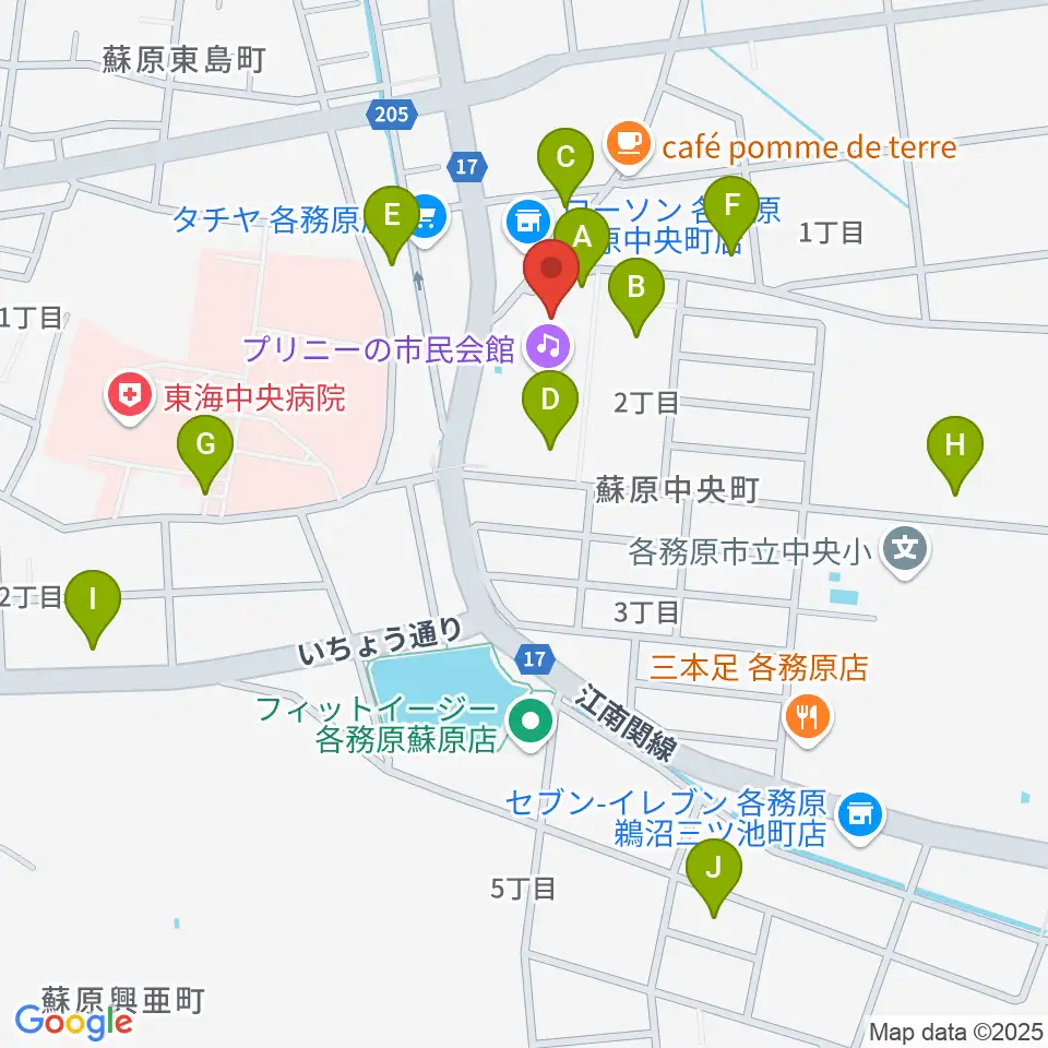 プリニーの文化ホール周辺の駐車場・コインパーキング一覧地図