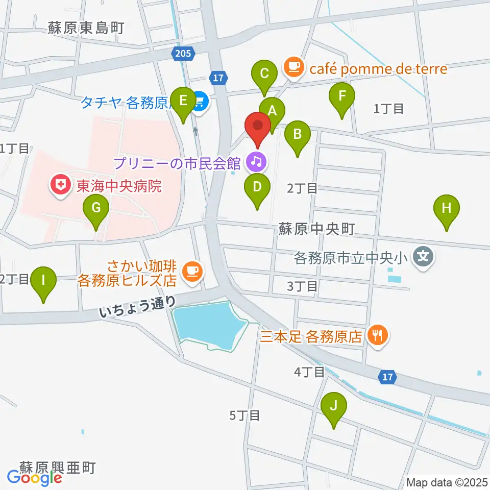 プリニーの文化ホール周辺の駐車場・コインパーキング一覧地図