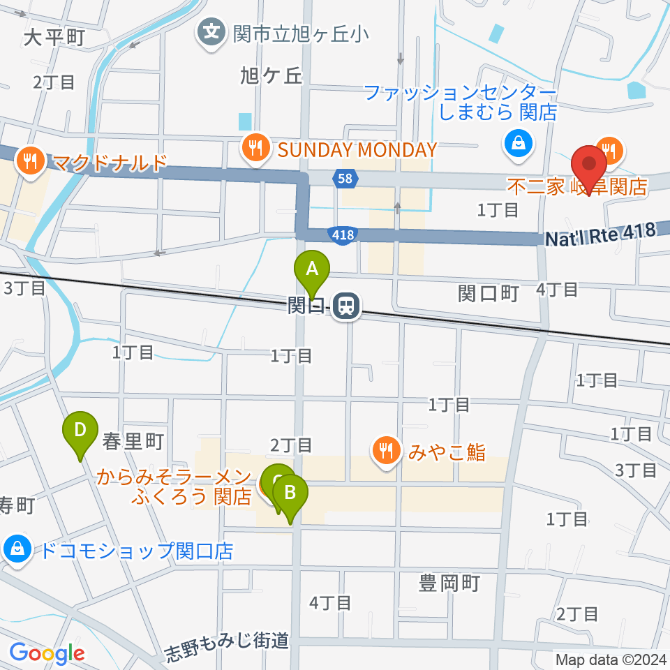 シノダ楽器 旭ヶ丘センター周辺の駐車場・コインパーキング一覧地図