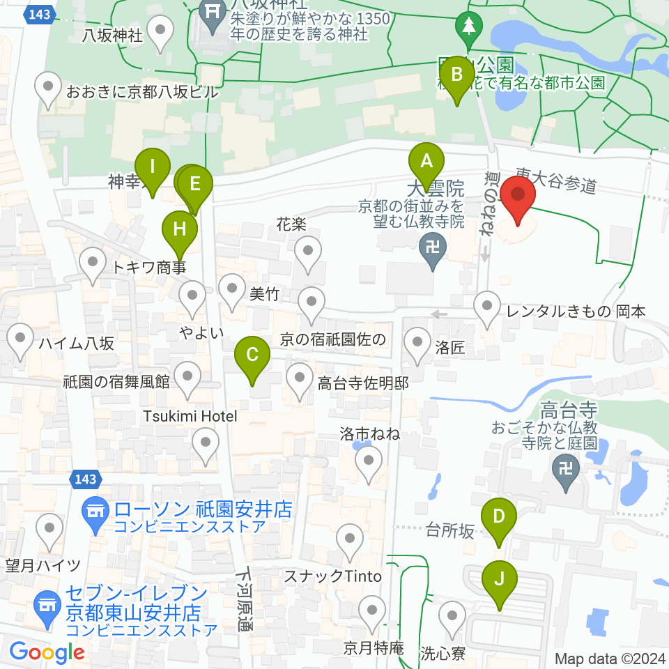 円山公園音楽堂周辺の駐車場・コインパーキング一覧地図