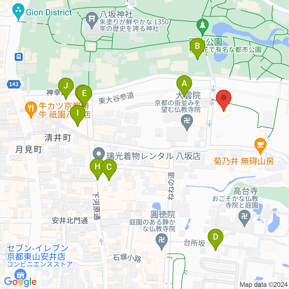 円山公園音楽堂周辺の駐車場・コインパーキング一覧地図