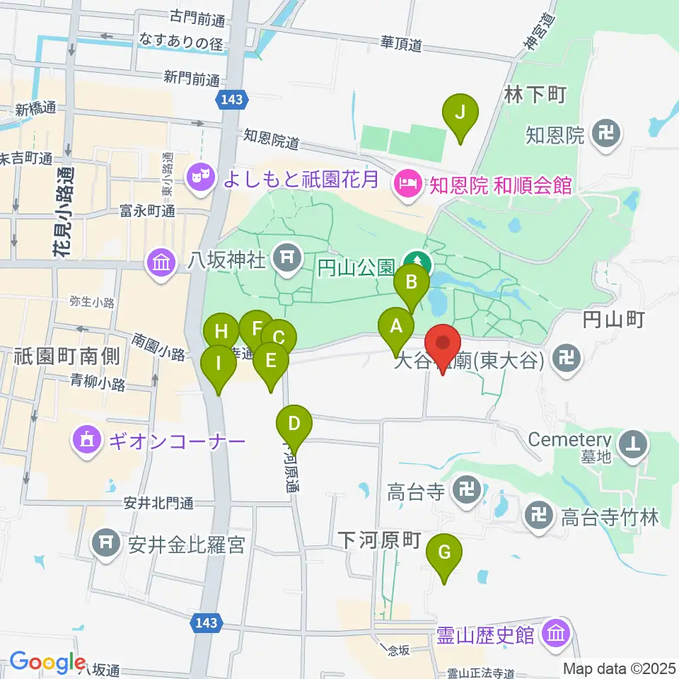 円山公園音楽堂周辺の駐車場・コインパーキング一覧地図
