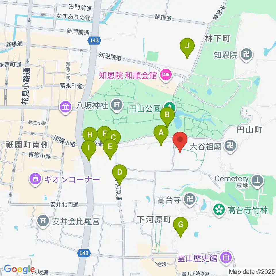 円山公園音楽堂周辺の駐車場・コインパーキング一覧地図