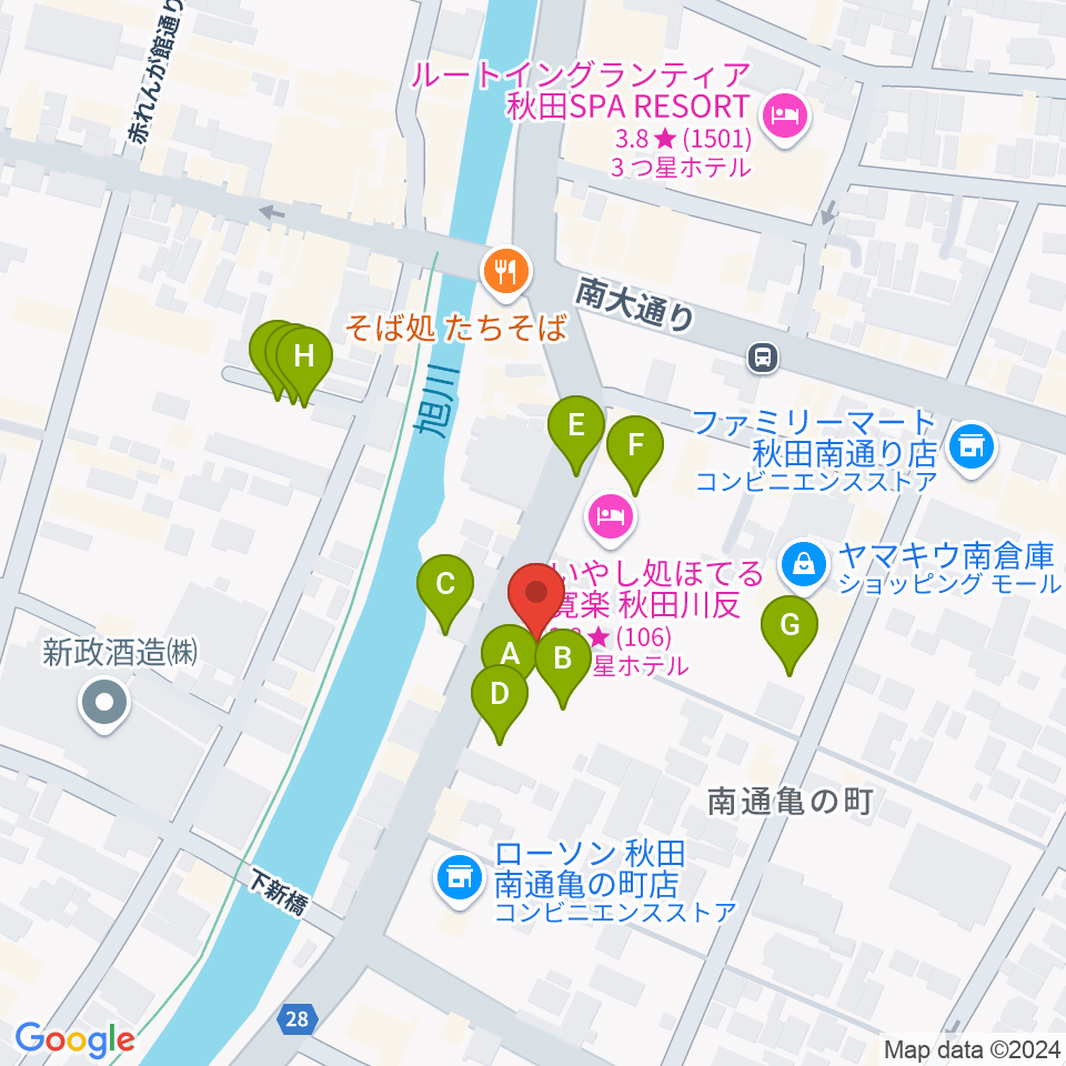 秋田ラウドアフェクション周辺の駐車場・コインパーキング一覧地図