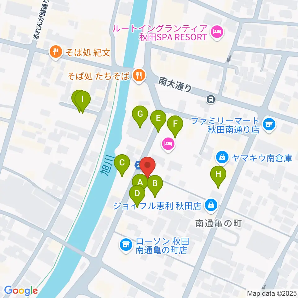 秋田ラウドアフェクション周辺の駐車場・コインパーキング一覧地図