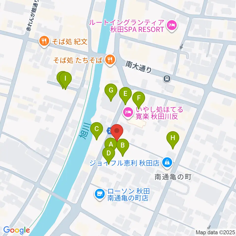 秋田ラウドアフェクション周辺の駐車場・コインパーキング一覧地図