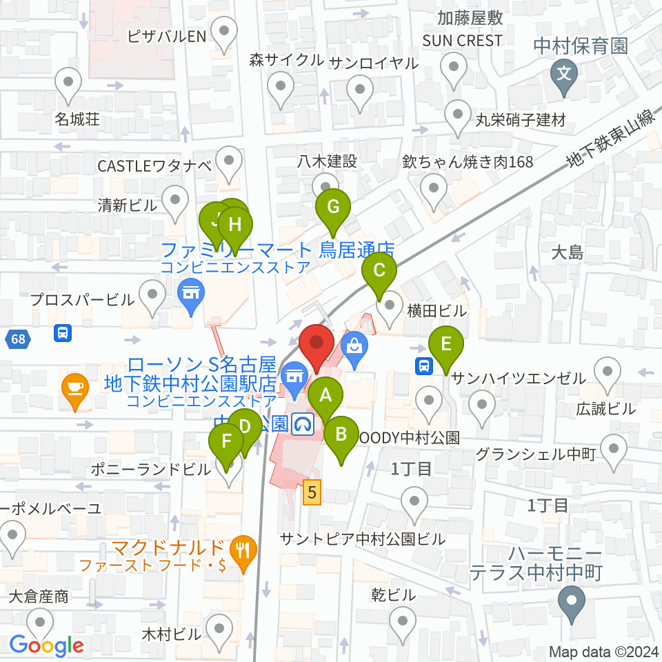 松栄楽器 名古屋店周辺の駐車場・コインパーキング一覧地図