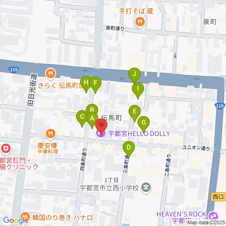 宇都宮HELLO DOLLY周辺の駐車場・コインパーキング一覧地図
