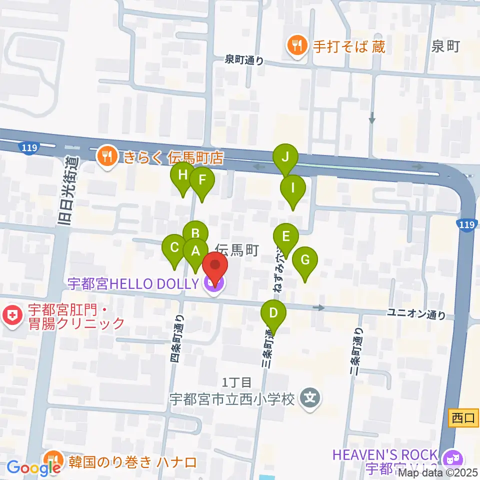 宇都宮HELLO DOLLY周辺の駐車場・コインパーキング一覧地図
