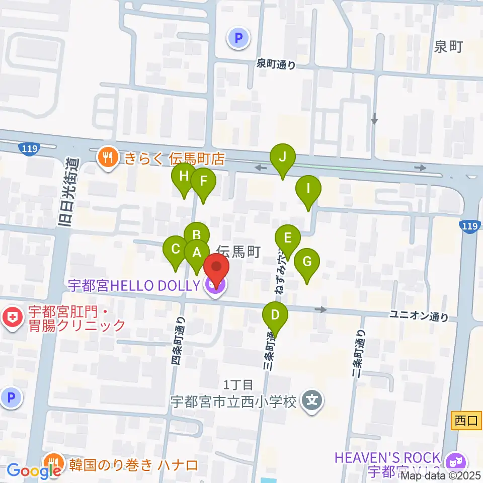 宇都宮HELLO DOLLY周辺の駐車場・コインパーキング一覧地図