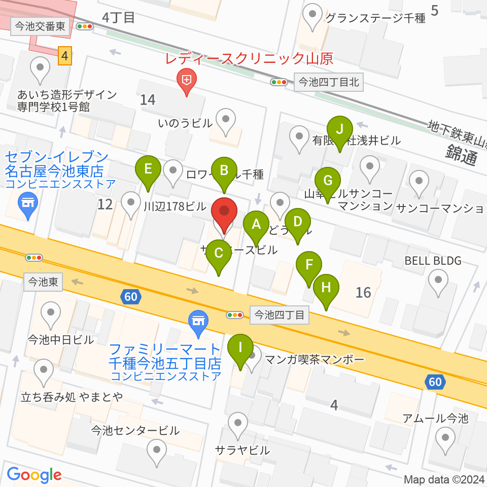 リフレクトスタジオ今池店周辺の駐車場・コインパーキング一覧地図