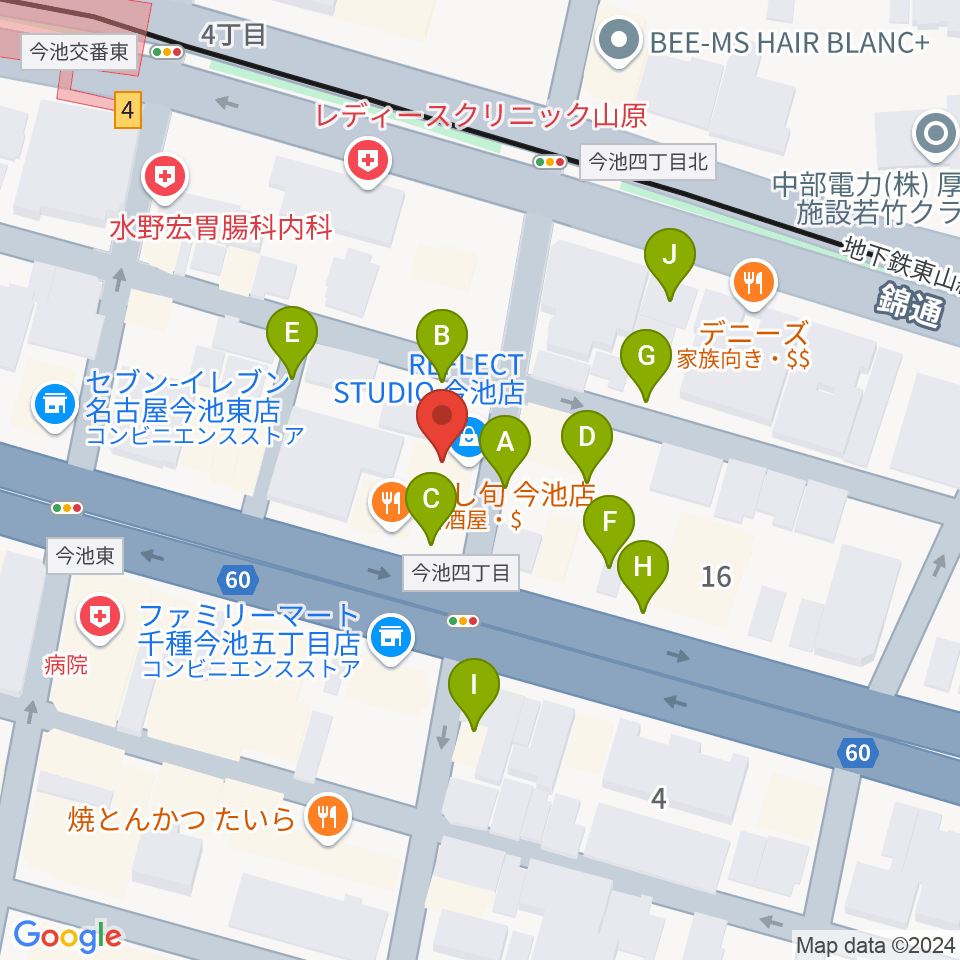 リフレクトスタジオ今池店周辺の駐車場・コインパーキング一覧地図