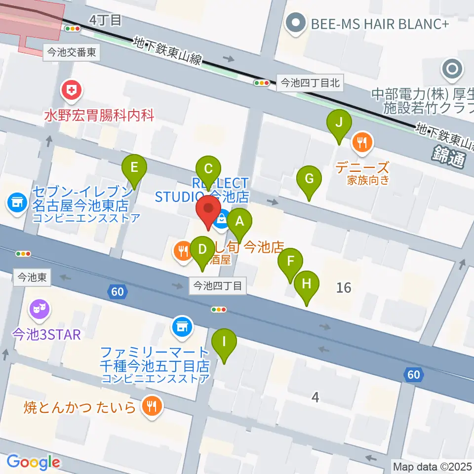 リフレクトスタジオ今池店周辺の駐車場・コインパーキング一覧地図