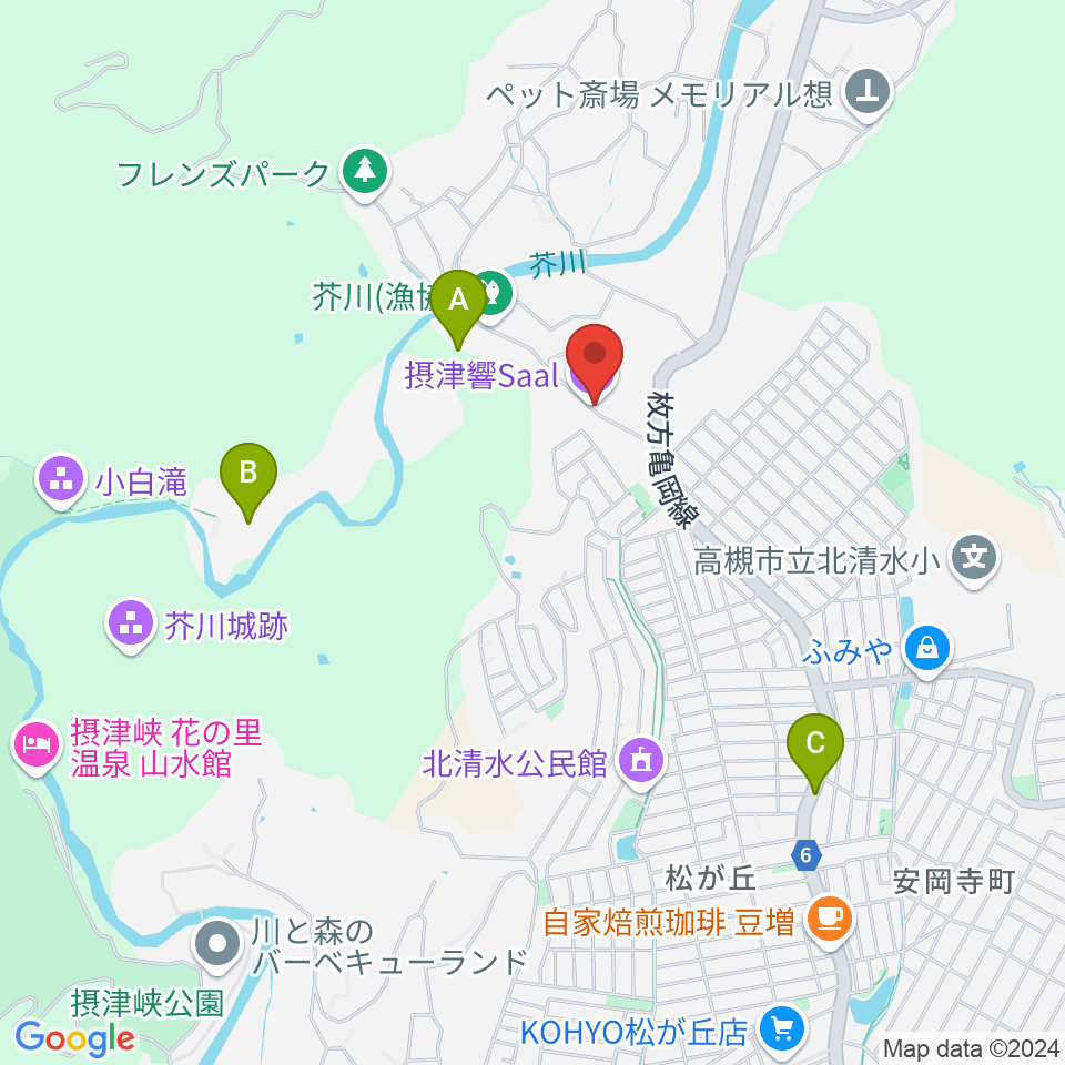 摂津響Saal周辺の駐車場・コインパーキング一覧地図