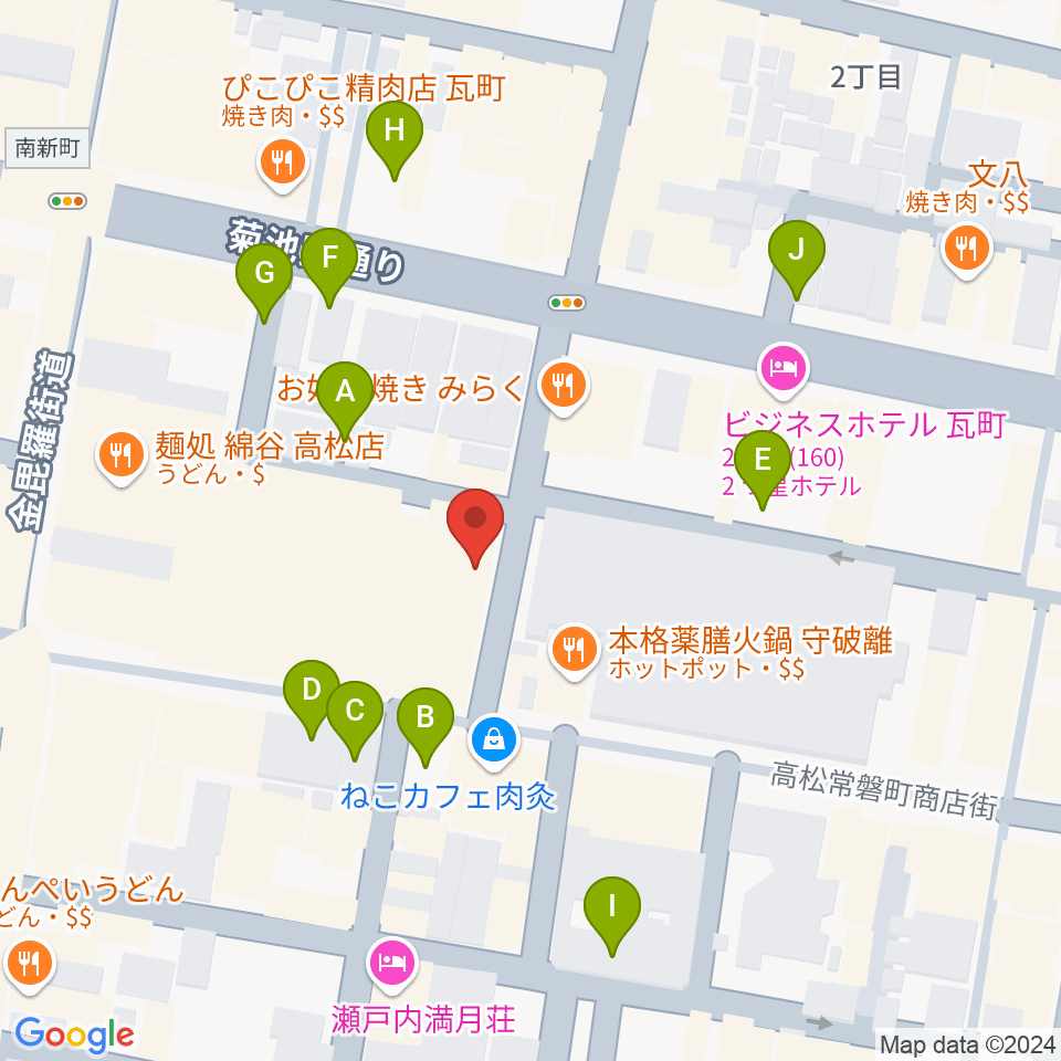 ヒッツギターズ＆ミュージック周辺の駐車場・コインパーキング一覧地図