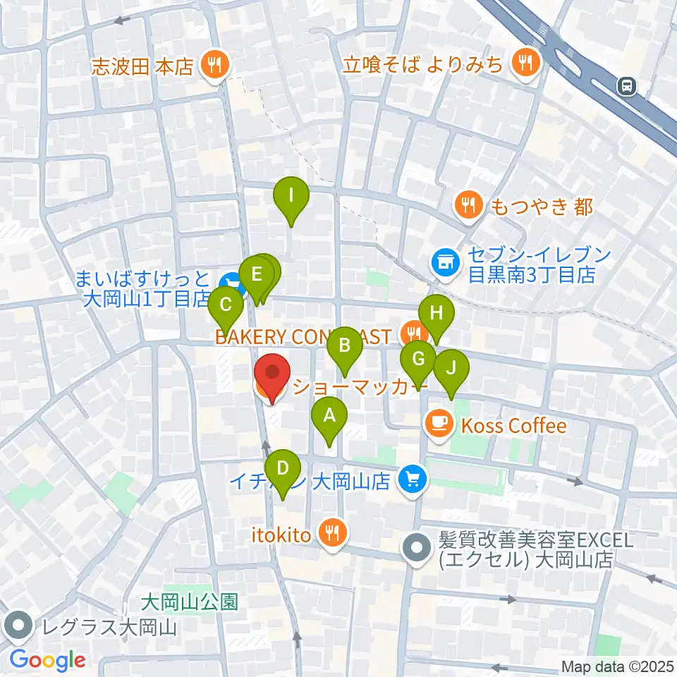 スクランブルスタジオ大岡山周辺の駐車場・コインパーキング一覧地図
