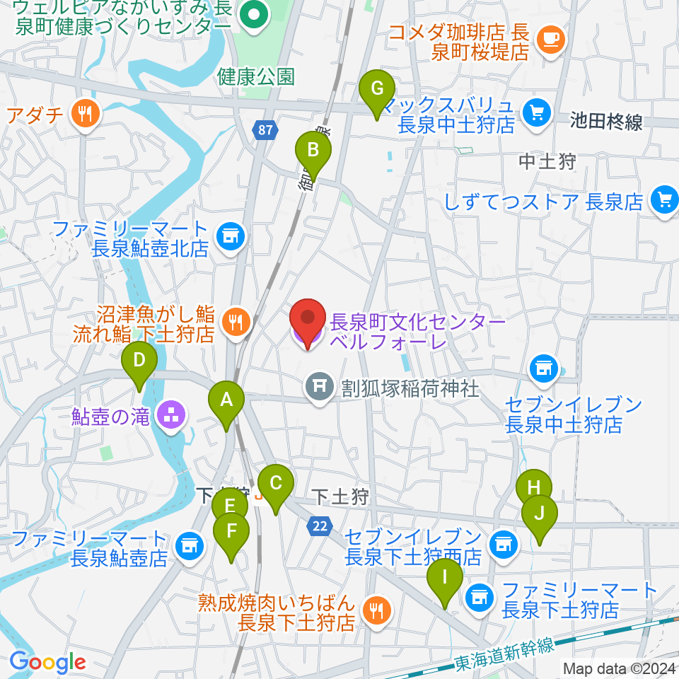 長泉町文化センター ベルフォーレ周辺の駐車場・コインパーキング一覧地図