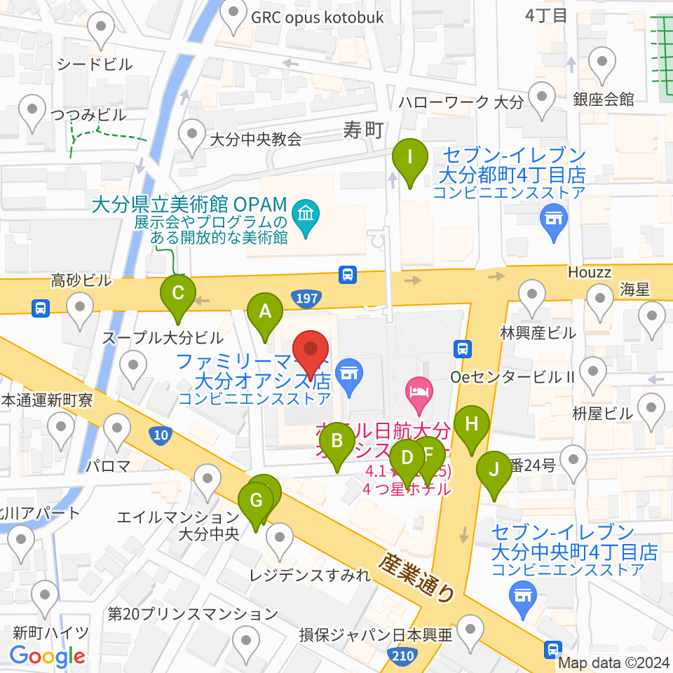 いいちこ総合文化センター練習室周辺の駐車場・コインパーキング一覧地図