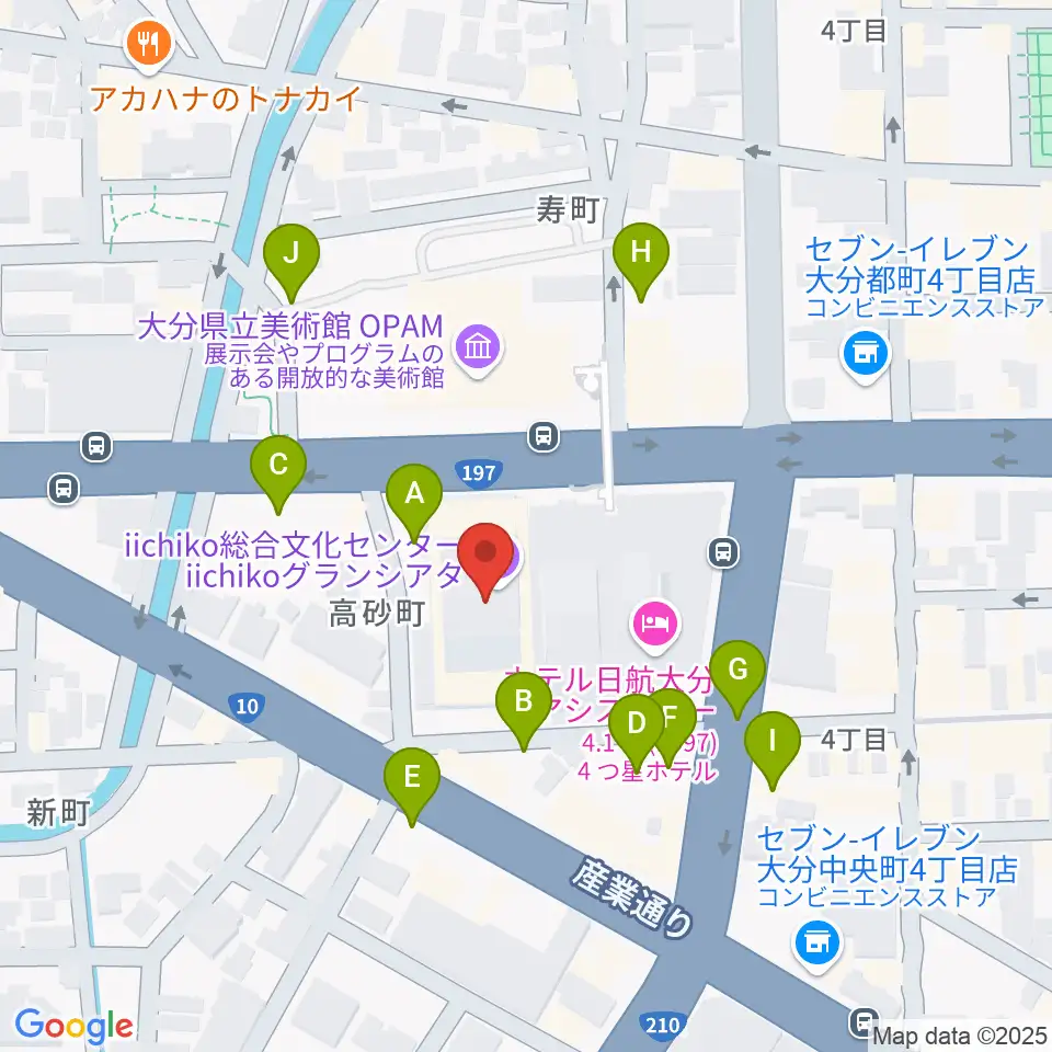 いいちこ総合文化センター練習室周辺の駐車場・コインパーキング一覧地図