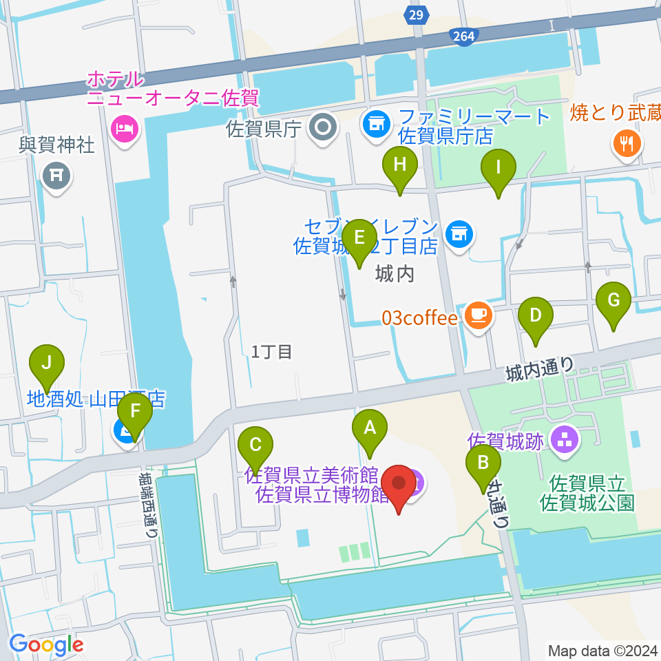 佐賀県立美術館周辺の駐車場・コインパーキング一覧地図