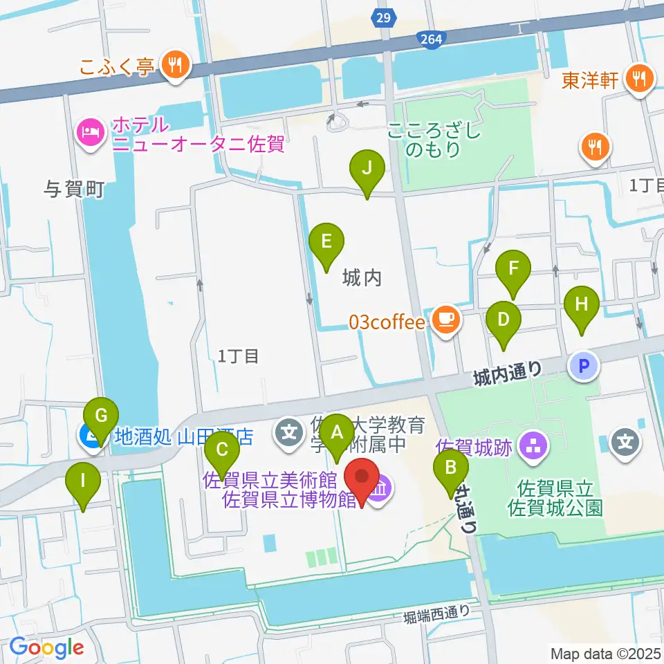佐賀県立美術館周辺の駐車場・コインパーキング一覧地図
