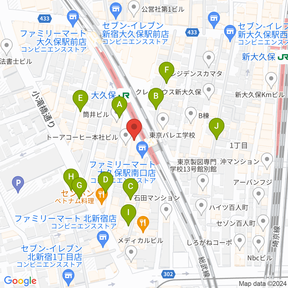 大久保ひかりのうま周辺の駐車場・コインパーキング一覧地図
